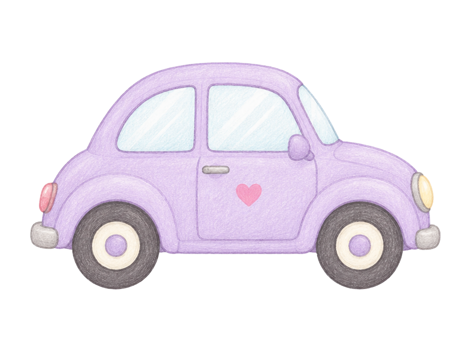 Illustrated lavender car